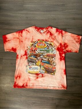 Chase Authentics Red Tie-Dye NASCAR Graphic Tee 50th Coca Cola 600 Oversized